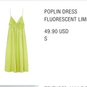 NWT Zara lime green poplin midi dress